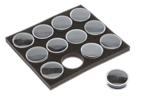 SE GJ846BK Clear Round Display Boxes with Snap-On Lids & Black Foam Fillers (Pack of 12)
