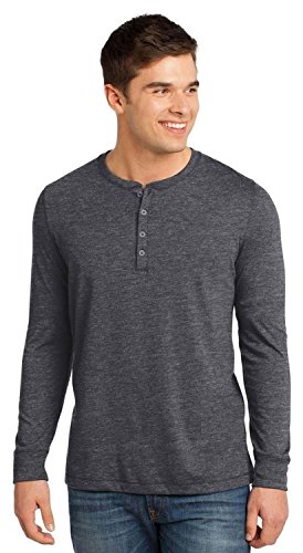 District Men's Long Sleeve Henley T-Shirt_Charcoal Gravel_Medium