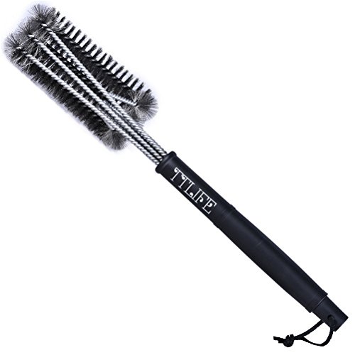 TTLIFE-BBQ Stainless Steel Grill Brush/18inch 3-Sided Long with Hanging Loop washing heavy Duty brush (3 side )