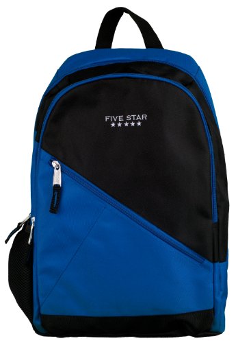 Five Star School Backpack, Angle Zip, Holds 14 Inch Laptop, Blue (72382)