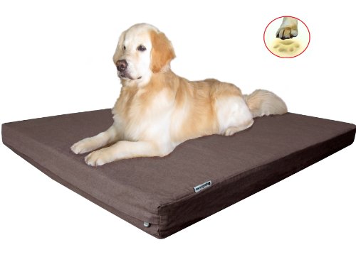 Orthopedic Waterproof Dog Bed with 100% Memory Foam Pad for Small, Medium, Extra Large to Giant size pet : Denim in Brown with size at 55X37X4
