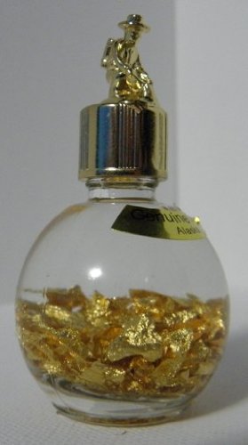ALASKA 24k Gold Flakes (in 1 oz. Miner's Assay Bottle) with GOLD PANNER Top