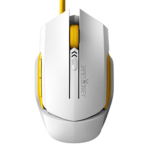 GranVela® 112 Gaming Mouse 2000 DPI Ergonomic Wired Mouse with Side Buttons LED for PC and Mac (White)