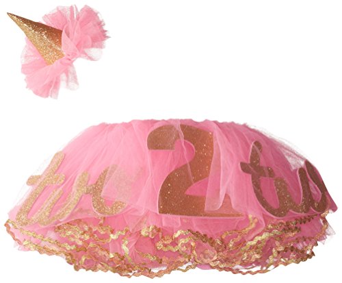 Mud Pie Little Girls' Glitter Headband and Tutu Set for second Birthday, Pink, 2T