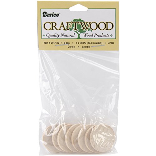 Darice Unfinished Wood Natural Cutout, Circle. Pack of 8 Units. ( 9147-25 )
