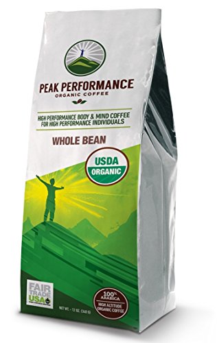 Peak Performance High Altitude Organic Coffee. High Performance Body & Mind Coffee For High Performance Individuals. No Pesticides, Fair Trade, GMO Free, Full Of Antioxidants! Whole Beans / Ground