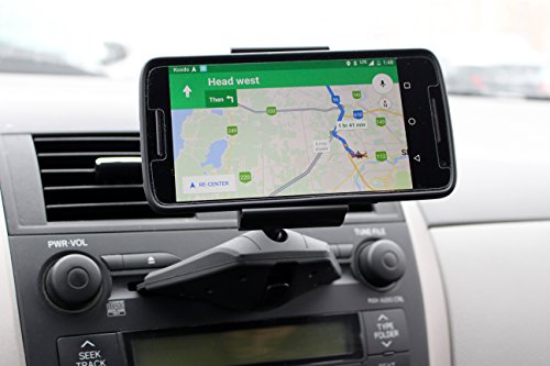 Smartphone Car Mount Holder Universal Cradle CD Slot for iPhone, Samsung, HTC, LG, Motorola, etc. - SHARETHELOVE Clear Sight Design