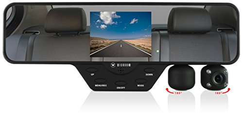 WickedHD WCD-5801 Dual Lens Rear View Mirror Car Camera & DVR with Integrated 3.5 Display, 1080P HD, Nightvision, Collision Detection, Super Wide 120° Viewing Angle, HDMI, Built-in Mic/Speaker, H.264, and More (Up to 32GB SDHC)
