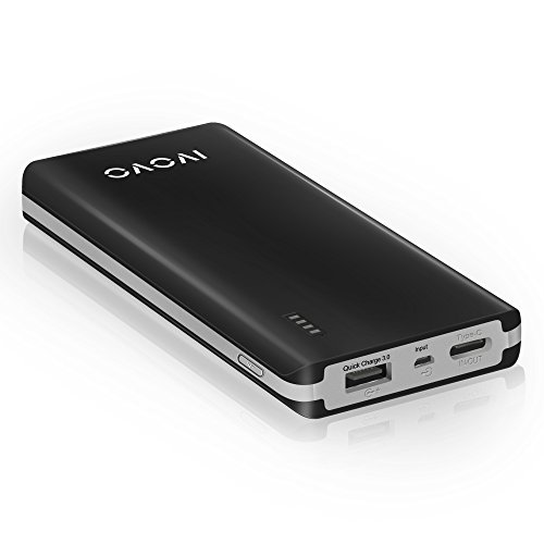 iVovo 10000mAh Quick Charge 3.0 Portable Charger USB C/Type-C Port 5V/3A External Battery Pack Power Bank for Macbook,Galaxy S7/S6/Edge/Plus,Nexus, iPhone, iPad, Android and More(Black)