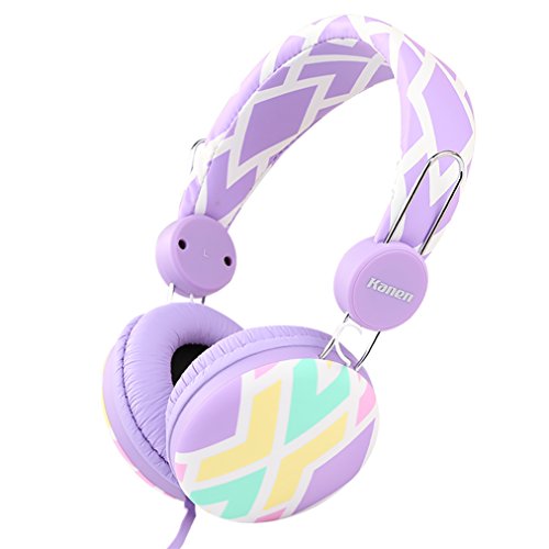 Sound Intone IP-810 Stereo Lightweight Portable Wired Kids Girls Headphones with Microphone,Stretching Headband,Music Computer Headsets for All 3.5mm Jack Devices Earphones(Purple)