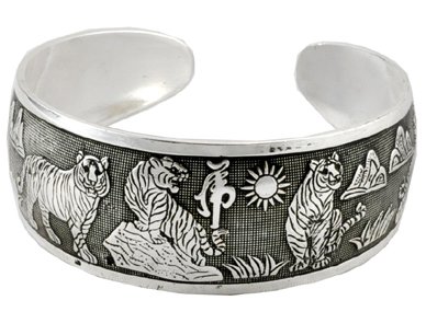 Tibetan Silver Tone Alloy Tiger Bracelet