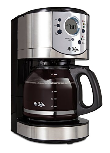 Mr. Coffee 12-Cup Programmable Coffee Maker with Brew Strength Selector, Brushed Chrome Accents, BVMC-CJX31-AM