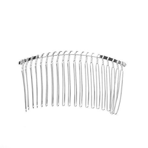 Pixnor 3pcs 7.8cm 20 Teeth Fancy DIY Metal Wire Hair Clip Combs Bridal Wedding Veil Combs (Silver)