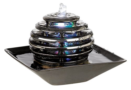 Metallic Chrome LED Light Table Fountain