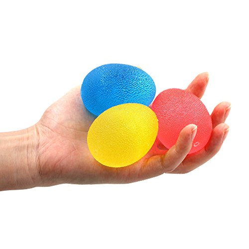 Hand Exerciser,Set of 3 Resistance Levels Nakeey Hand Therapy Egg Stress Balls Perfect For Finger, Hands and Grip Strengthening,Wrist, Finger, Forearm, Weight Lifting, Fitness, Massage,Guitar and piano