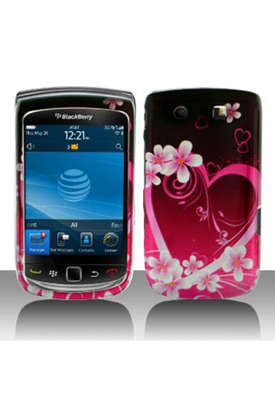 BONAMART ® Slim Thin Hard Back Front Snap-on case cover for BlackBerry Torch 9800 Flower heart