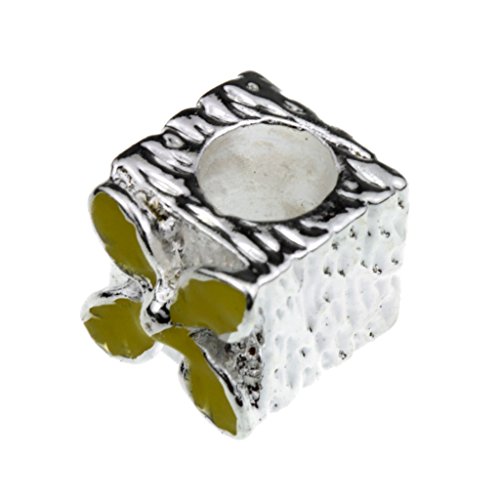 Charm Silver Crystal [DIY] Flower Square Big Hole Alloy Beads for Bracelet Necklace