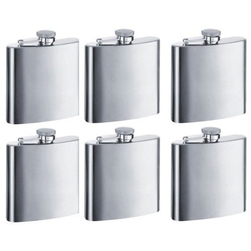 Gifts Infinity® Personalized Set of 6 8oz Stainless Steel Groomsman Flask - Engraved