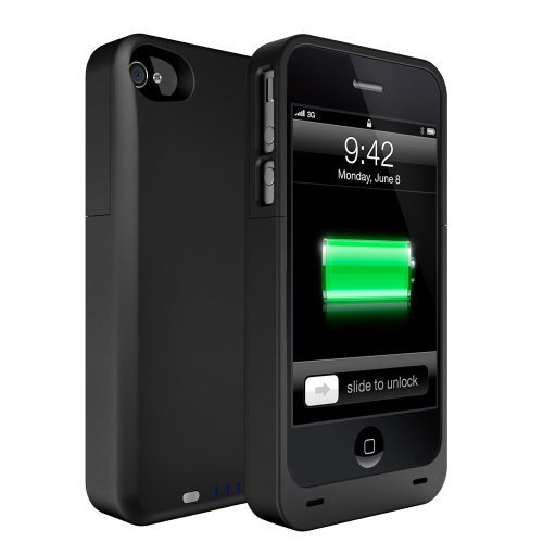 uNu Power DX PLUS External Protective Battery Case for iPhone 4S and 4 2400mAh - MFI Apple Certified (Matte Black, Fits All Models iPhone 4S/4)