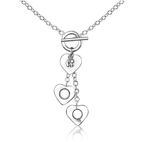 Mytys Chic Three Love Hearts Pendant Silver Chain Necklace for Mother's Day Gift with Gift Box