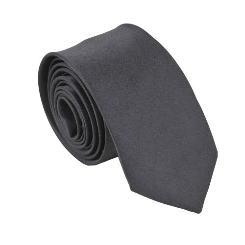 Polyester Narrow Neck Tie Skinny Solid Black Thin Necktie for Men
