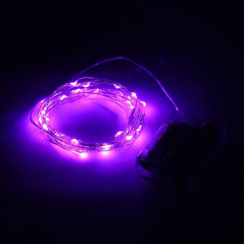 SINOLLC 10ft 30 LEDs Purple Starry Starry Light String Light 3xAA Battery Powered Flexible Indoor String Lights Wedding Party Light