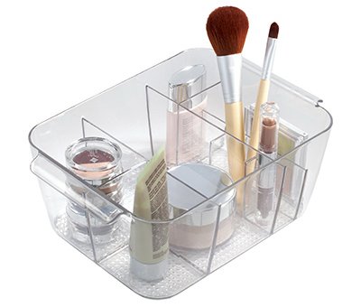 InterDesign Clarity Cosmetic Organizer Tote for Vanity Cabinet to Hold Makeup