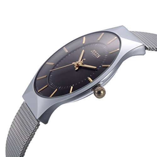 Affute Ultra Thin Dial Luxury Men's Watches Analog Display Quartz Mesh Band Wrist watch(Black)