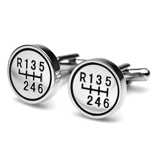 PenSee Stainless Steel Car Shift Gear Cufflinks for Men with Gift Box