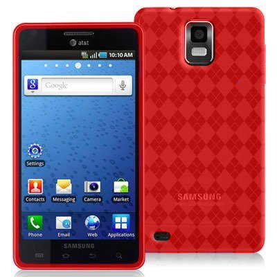 Argyle Flexible TPU Cover Skin Phone Case For Samsung Infuse 4G I997 - Red
