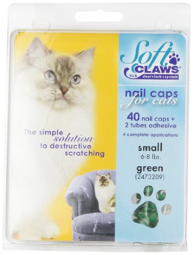 Soft Claws for Cats - CLS (Cleat Lock System), Size Small, Color Green