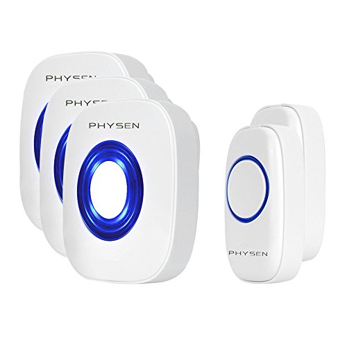 PHYSEN Circle Style Wireless Doorbell Kit of 2 Push Button and 3 Door Chime , 52 Chimes , 1000 ft / 300 m Range