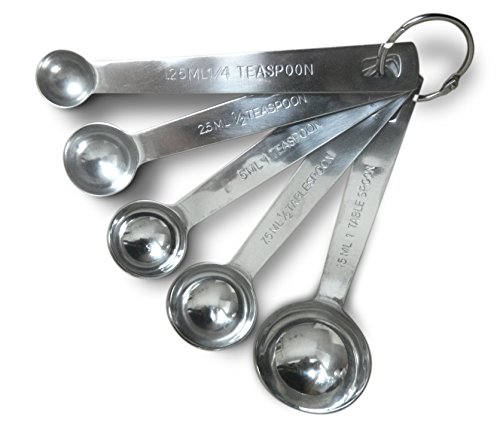 Wrenwane Measuring Spoons - Stainless Steel Engraved Spoons, Set of 5