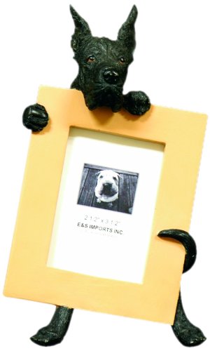 Black Great Dane Picture Frame Holds Your Favorite 2.5 by 3.5 Inch Photo, Hand Painted Realistic Looking Great Dane Stands 6 Inches Tall Holding Beautifully Crafted Frame, Unique and Special Great Dane Gifts for Great Dane Owners