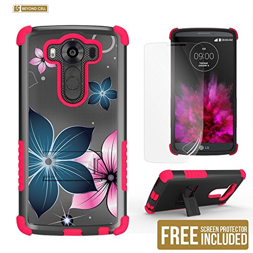 Spots8® for LG V10 case, Heavy Duty Protection Case with built-in kickstand & FREE Screen Protector [Blue Cherry Blossom]