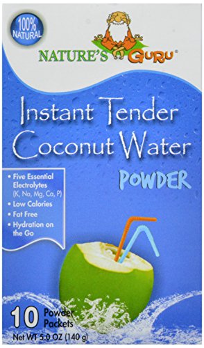 Nature's Guru Natural Instant Tender Coconut Water Powder,  10-Count Packages (Pack of 4)