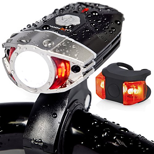 Bike Light Set Rechargeable - LuxPower Galaxy 400 Lumens LED Bicycle Head and Tail Lights, 6-Hour Runtime, Brightest Water Resistant Front and Rear Safety Lamps - Great Cycling and Biking Gift