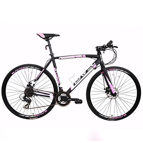 BAVEL Ultra Light Aluminum 21 Speed 700C Road Bike Racing Bicycle Shimano 48cm/54cm (black + white, 54cm)