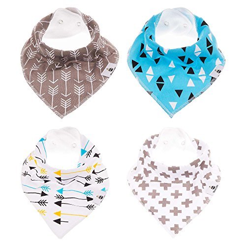 Momma's Babi - Baby Bandana Drool Bibs - Unisex 4-Pack - SuperAbsorbent Organic Cotton Keeps Baby Happy & Dry - Baby Will Look Adorable In These Stylish Designs - Makes A Great Baby Gift