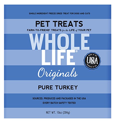 Whole Life Pet Single Ingredient USA Freeze Dried Turkey Breast Treats Value Pack for Dogs and Cats, 10-Ounce