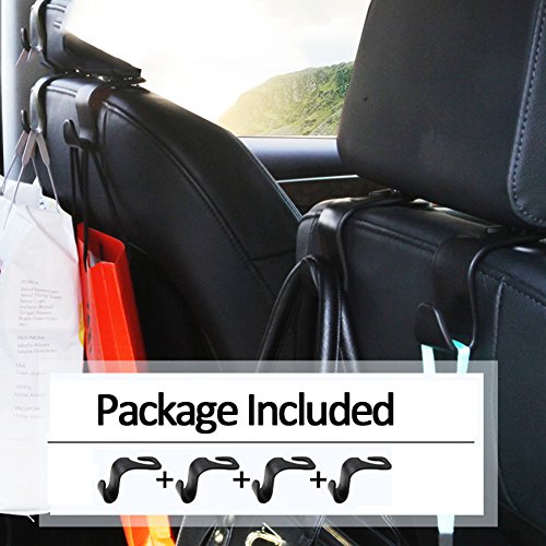 4 PCS Car Seat Back Hook Auto Seat Headrest Portable Organizer Holder Hooks Grocery Shopping Bag Travel Vehicle Car Safety Hanging Hook Carrier
