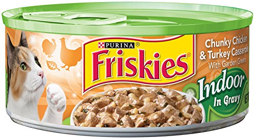 Friskies Wet Cat Food, Indoor, Chunky Chicken & Turkey Casserole, 5.5-Ounce Can, Pack of 24