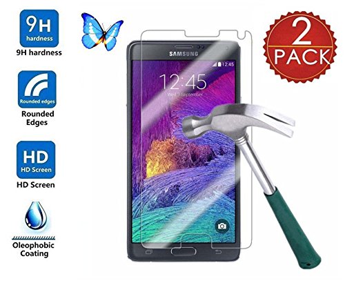 (2 pack) Galaxy Note 4 Screen Protector, iPowertech Samsung Galaxy Note 4 Tempered Glass Screen Protector (0.26mm Round Edge,9H Hardness) Ultra-Clearity, Anti-Scratch, Bubble-Free, Lifetime Warranty...