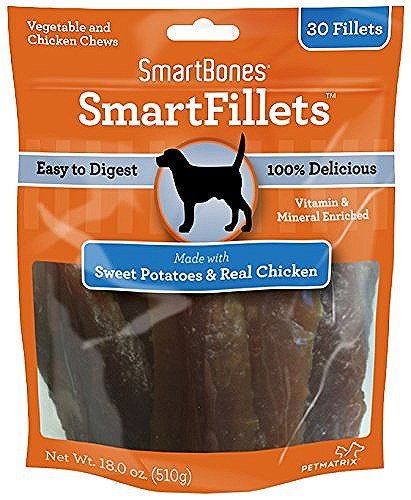 SmartBones Smart Fillets Sweet Potato and Chicken Dog Chew, 30-count