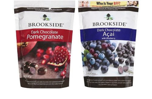 Brookside Dark Chocolate Pomegranate and Fruit Flavors Candy, 32-Ounce Bag and Brookside Dark Chocolate Acai and Blueberry Flavors Candy, 32-Ounce Bag (Pack of 2)