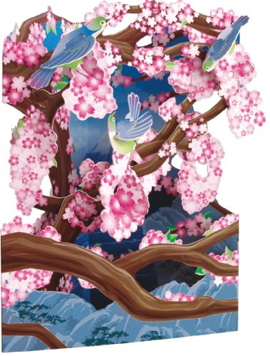 Santoro Interactive 3-D Swing Card,  Japanese Flowers Greeting Card