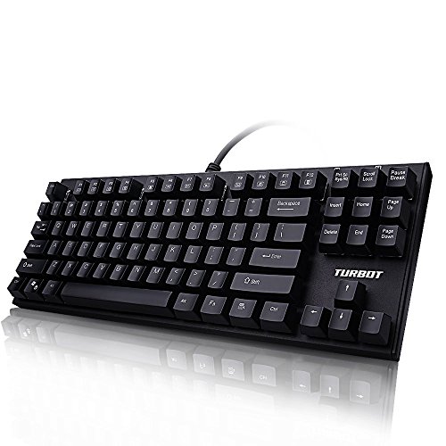 Turbot 87-Key Mechanical Gaming Keyboard with USB Cable Attached with Key Cap Puller Fit for Gamers, Typists, etc