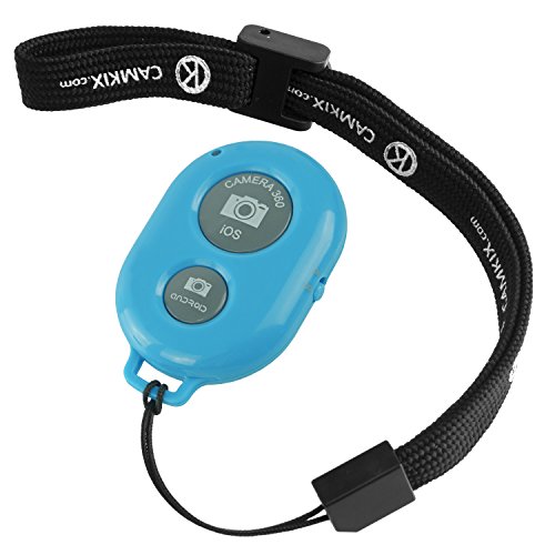 CamKix Bluetooth Remote Control - Wireless Remote for Smartphones - Suitable for Camera Shutter Release for Photos and Selfies - Compatible with Apple IOS and Android / iPhone / iPad / Samsung Galaxy / and Other Cell Phones and Tablets / Also Includes CamKix Adjustable Wrist Strap (Blue)