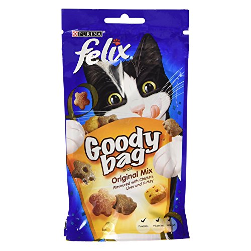Felix Goody Bag Original Mix Cat Treats Flavoured with Chicken Liver and Turkey, 60g