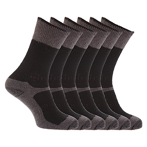 Mens Industrial Work Reinforced Toe Boot Socks (Pack Of 6) (US Shoe 7-13, EUR 40-47) (Black)
